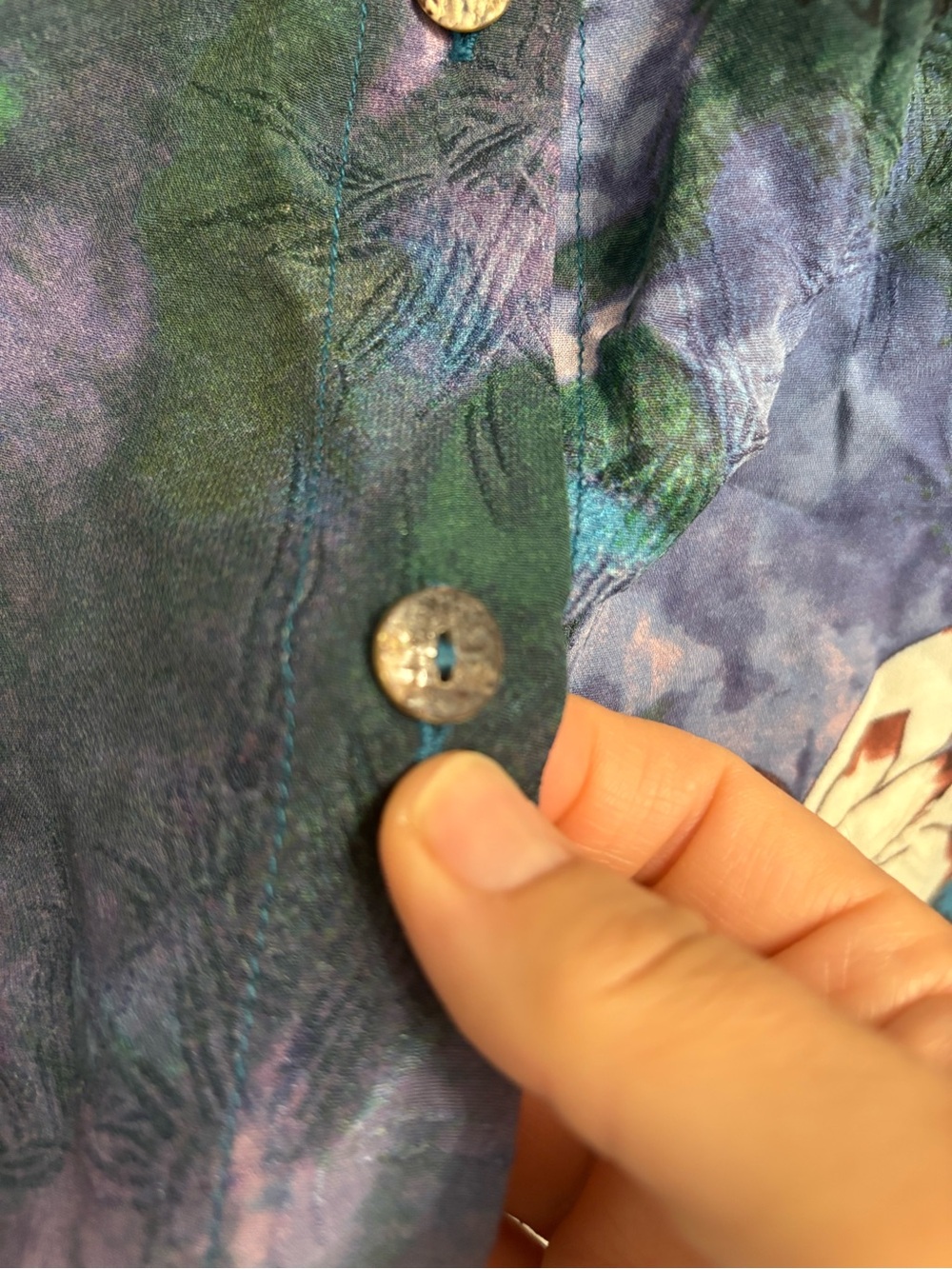 Citron Santa Monica Art to Wear Abstract Floral Button-Front Blouse Silk 2X - Picture 5 of 8